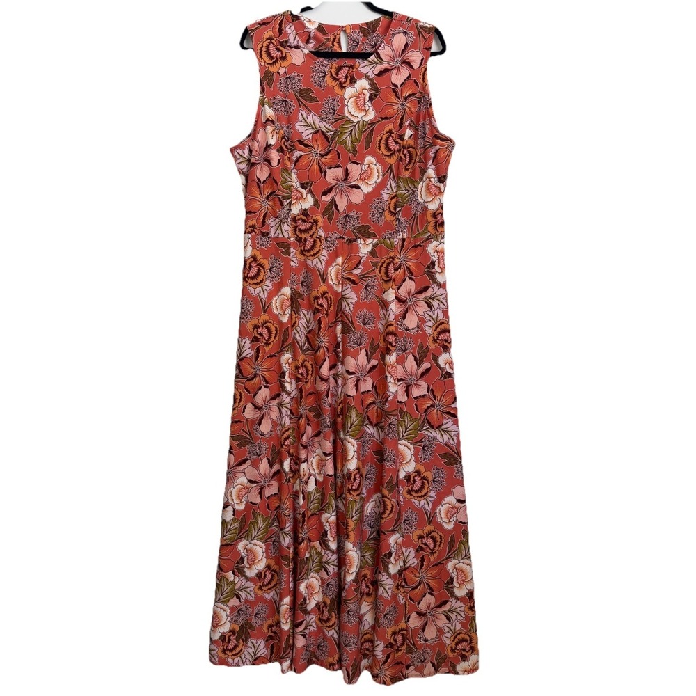 Chic Chelsea Taylor Floral Print Dress, Sleeveless‎ Elegant Maxi, Brown/White 16
